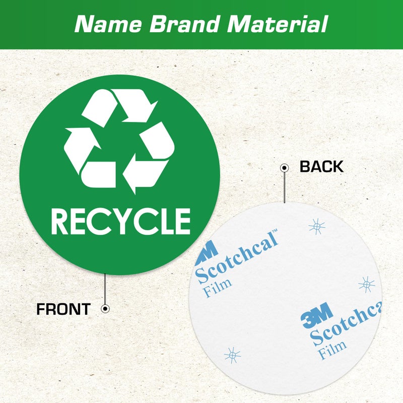 Pixelverse Design Recycling Stickers for Trash Can - 5-Pack, 4" Inch Round Decals - Easy to Apply, UV-Resistant for Indoor & Outdoor Waste Management in Kitchens, Offices, and Public Spaces - Image 3
